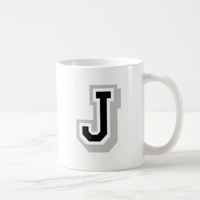 Caneca De Café letra cinzenta preta J (Direita)