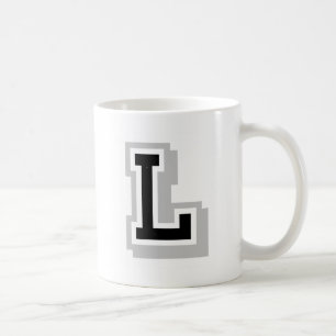 Caneca De Café letra cinzenta preta L