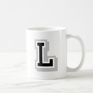 Caneca De Café letra cinzenta preta L