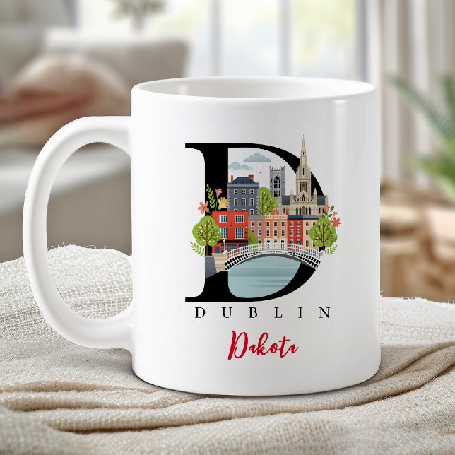 Caneca De Café Letra D Monograma de Dublin Presente Personalizado (Dublin Monogram Letter D Personalized Gift Coffee Mug)