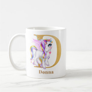 Caneca De Café Letra D - Unicórnio com Wings Girls Alicorn Nomea