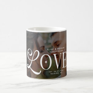 Caneca De Café Letra de Casamento Personalizada de Amor Moderno p