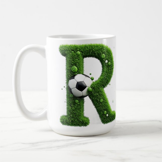 Caneca De Café Letra de Grama Moldada Com Bolas de Futebol (Esquerda)