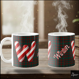 Caneca De Café Letra de Natal em Listras de Cana-de-Açúcar Brilha