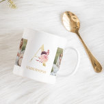 Caneca De Café Letra Dourada Moderna Flor A | Dois Monogramas fot<br><div class="desc">Letra Dourada Moderna Flor A | Dois Monogramas fotográficos</div>