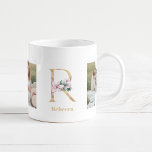 Caneca De Café Letra Dourada Moderna R Flor | Dois Monogramas fot<br><div class="desc">Letra Dourada Moderna R Flor | Dois Monogramas fotográficos</div>