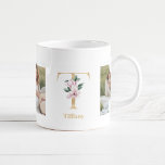 Caneca De Café Letra Dourada moderna T Flor | Dois Monogramas fot<br><div class="desc">Letra Dourada moderna T Flor | Dois Monogramas fotográficos</div>