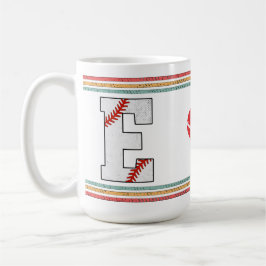 Caneca De Café Letra E de Beisebol Retro Vintage Clássico