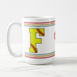 Caneca De Café Letra F de Softbol Retro Vintage Escola Antiga
