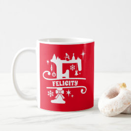 Caneca De Café Letra F Monograma Nome inicial Vermelho