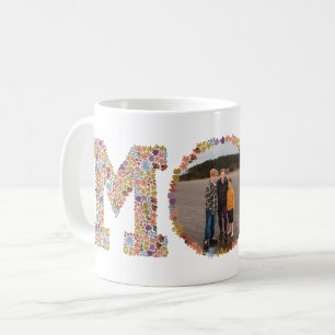 Caneca De Café Letra Floral MOM Photo Mug