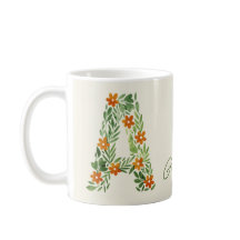 Letra Floral Personalizada A com Flores Laranja