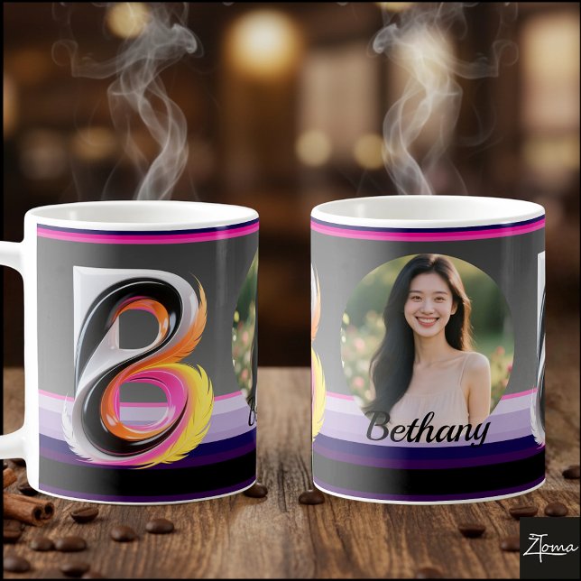Caneca De Café Letra Fluida Neon Abstrata B Pena (This is a sample design. There are several models to choose from, with the name and color changed.
)
