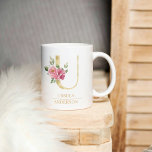 Caneca De Café Letra Flutuante Dourada de Watercolor U | Monogram<br><div class="desc">Letra Flutuante Dourada de Watercolor U | Monograma</div>