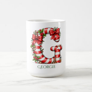 Caneca De Café Letra G de Alfabeto de Bastão de Natal 15 oz Natal