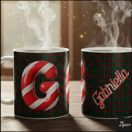 Caneca De Café Letra G de Natal Listrada de Cana de Açúcar Brilha