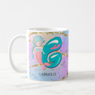 Caneca De Café Letra G Monograma, Aquarela, Enfermeiro de Sereia 