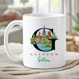 Caneca De Café Letra G Monograma de Glasgow Presente Personalizad