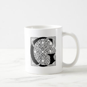 Caneca De Café Letra G Monograma Impressão de Nó Celta Vintage