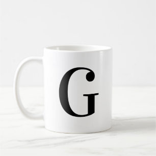 Caneca De Café Letra G Monograma Preta Personalizada