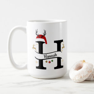 Caneca De Café Letra H Alfabeto Carta de Natal