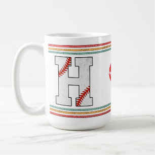 Caneca De Café Letra H Atlética de Beisebol Vintage Retro