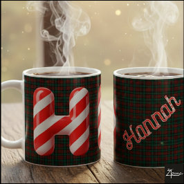 Caneca De Café Letra H de Natal Listrada de Cana de Açúcar Brilha