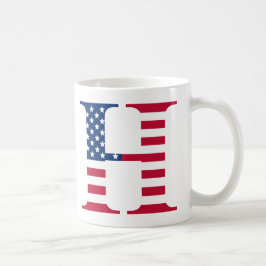 Caneca De Café Letra H Patriotic Mug