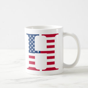 Caneca De Café Letra H Patriotic Mug