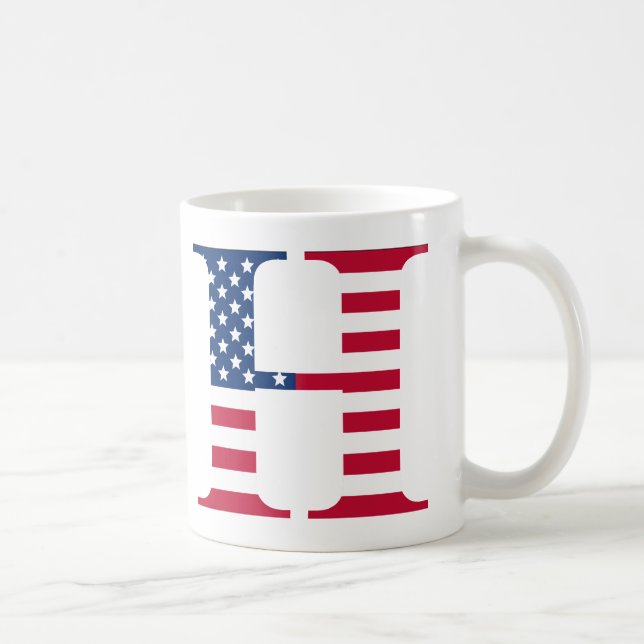 Caneca De Café Letra H Patriotic Mug (Direita)