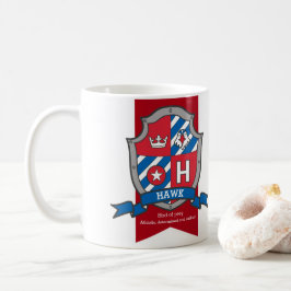 Caneca De Café Letra Hawk H heraldry red blue name
