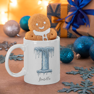Caneca De Café Letra I de Gelo Congelado Nome Personalizado de In