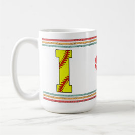 Caneca De Café Letra I de Softbol Vintage Retro Universitário