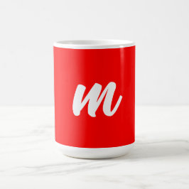 Caneca De Café Letra Inicial de Monograma Branco Vermelho