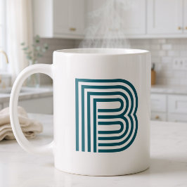 Caneca De Café Letra Inicial de Monograma Moderno Estiloso Verde