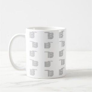 Caneca De Café Letra Inicial de Monograma Padrão Simples Moderno