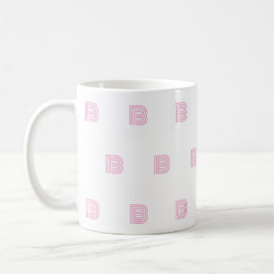 Caneca De Café Letra Inicial de Monograma Padrão Simples Moderno 