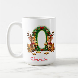 Caneca De Café Letra inicial de monograma personalizado O feliz N