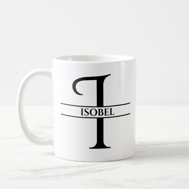 Caneca De Café Letra inicial Elegante Personalizada I (Esquerda)