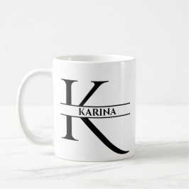 Caneca De Café Letra inicial Elegante personalizada K