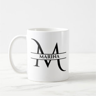 Caneca De Café Letra inicial Elegante personalizada M