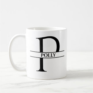 Caneca De Café Letra inicial Elegante personalizada P