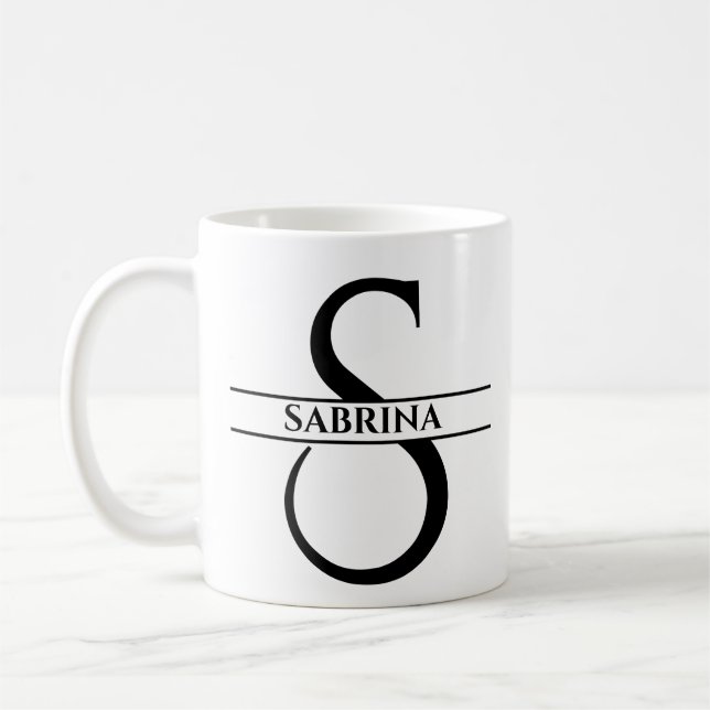 Caneca De Café Letra inicial Elegante personalizada S (Esquerda)