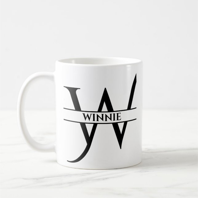 Caneca De Café Letra inicial Elegante personalizada W (Esquerda)