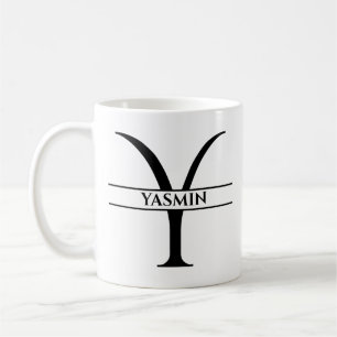 Caneca De Café Letra inicial Elegante personalizada Y