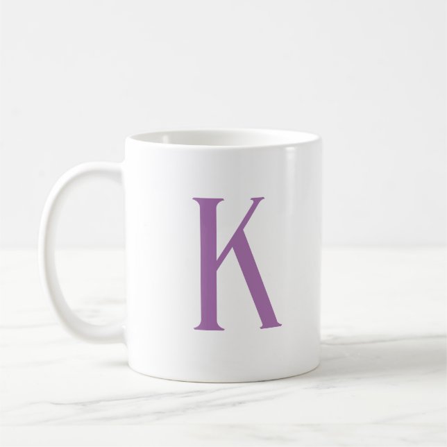 Caneca De Café Letra inicial moderna Monograma de Lavanda (Esquerda)