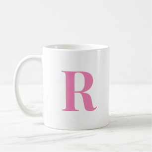 Caneca De Café Letra inicial moderna Monograma rosa personalizado