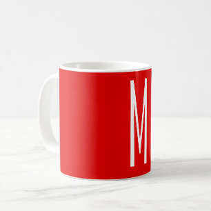 Caneca De Café Letra inicial Monograma Estilo moderno Branco verm