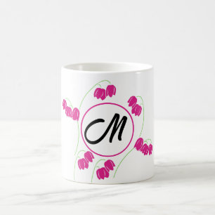 Caneca De Café Letra inicial monograma floral