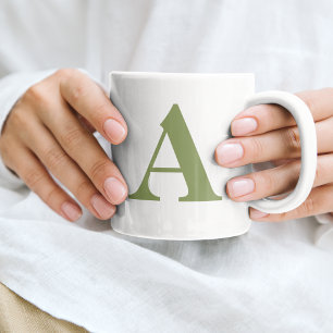 Caneca De Café Letra Inicial Monograma Moderno Elegante Verde Sag